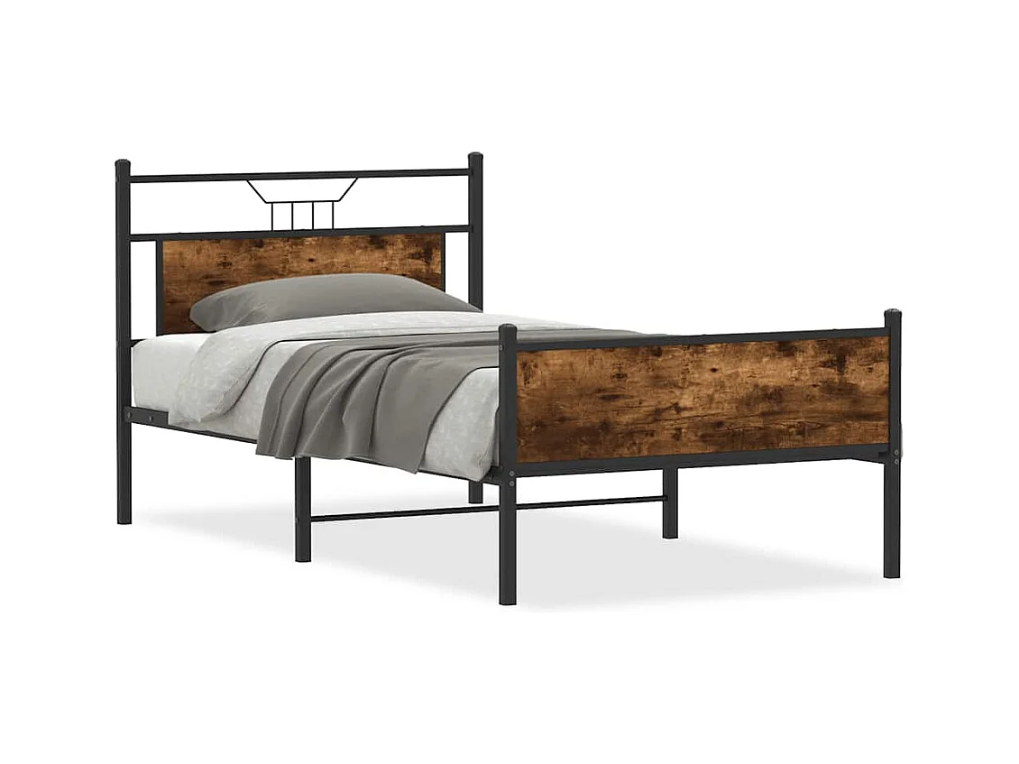 Lit simple | Lit adulte, enfant | Cadre de lit chêne fumé 107x203 cm bois ingénierie