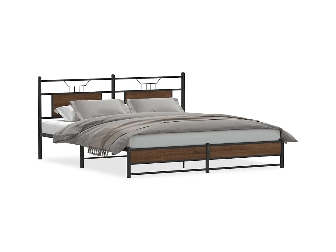Lit double | Lit adulte | Cadre de lit en métal chêne marron 183x213 cm