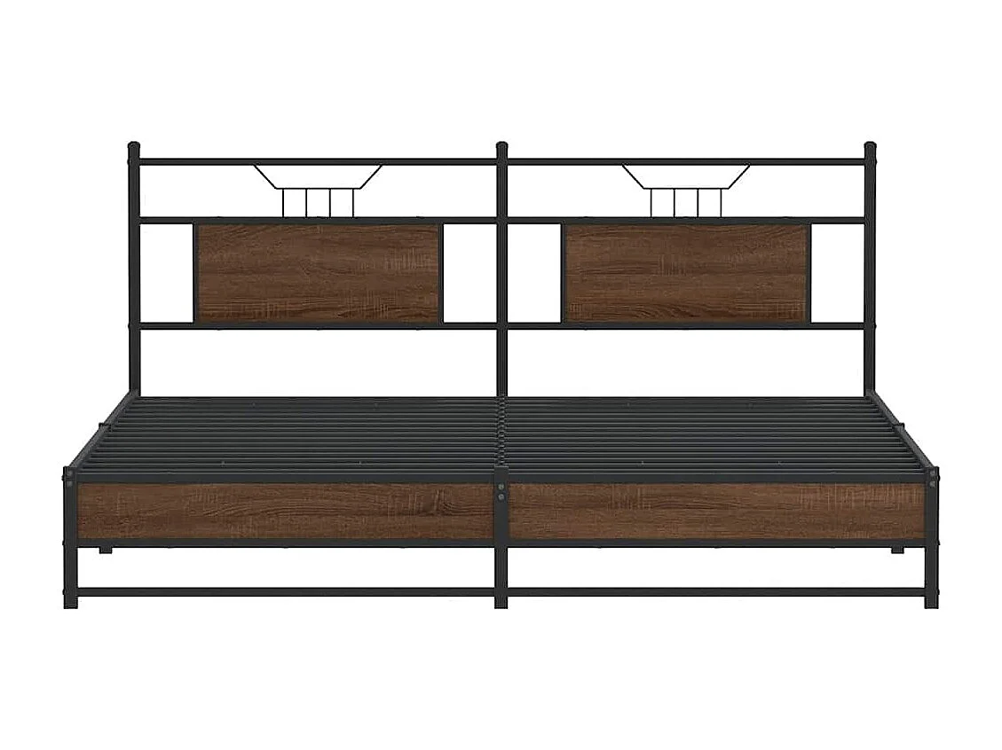 Lit double | Lit adulte | Cadre de lit en métal chêne marron 183x213 cm