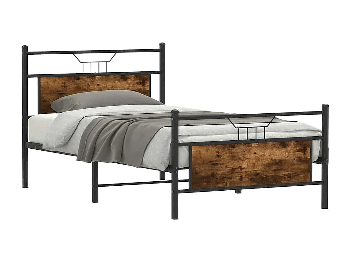 Lit simple | Lit adulte, enfant | Cadre de lit chêne fumé 100x200 cm bois ingénierie