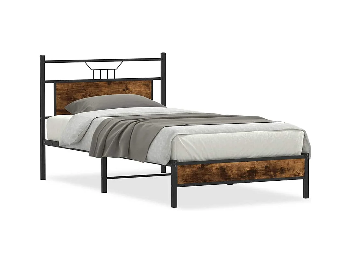 Lit simple | Lit adulte, enfant | Cadre de lit chêne fumé 100x190 cm bois ingénierie