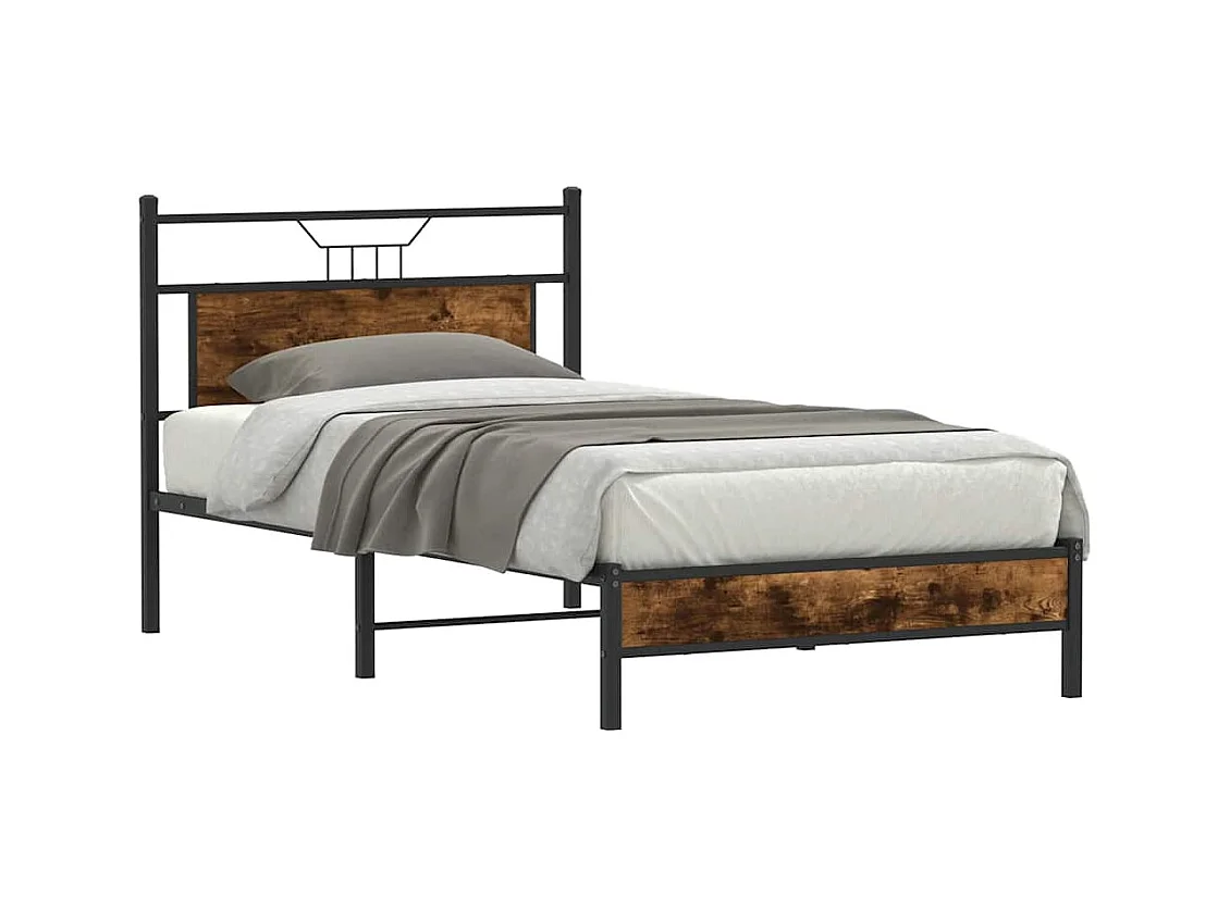 Lit simple | Lit adulte, enfant | Cadre de lit chêne fumé 100x190 cm bois ingénierie