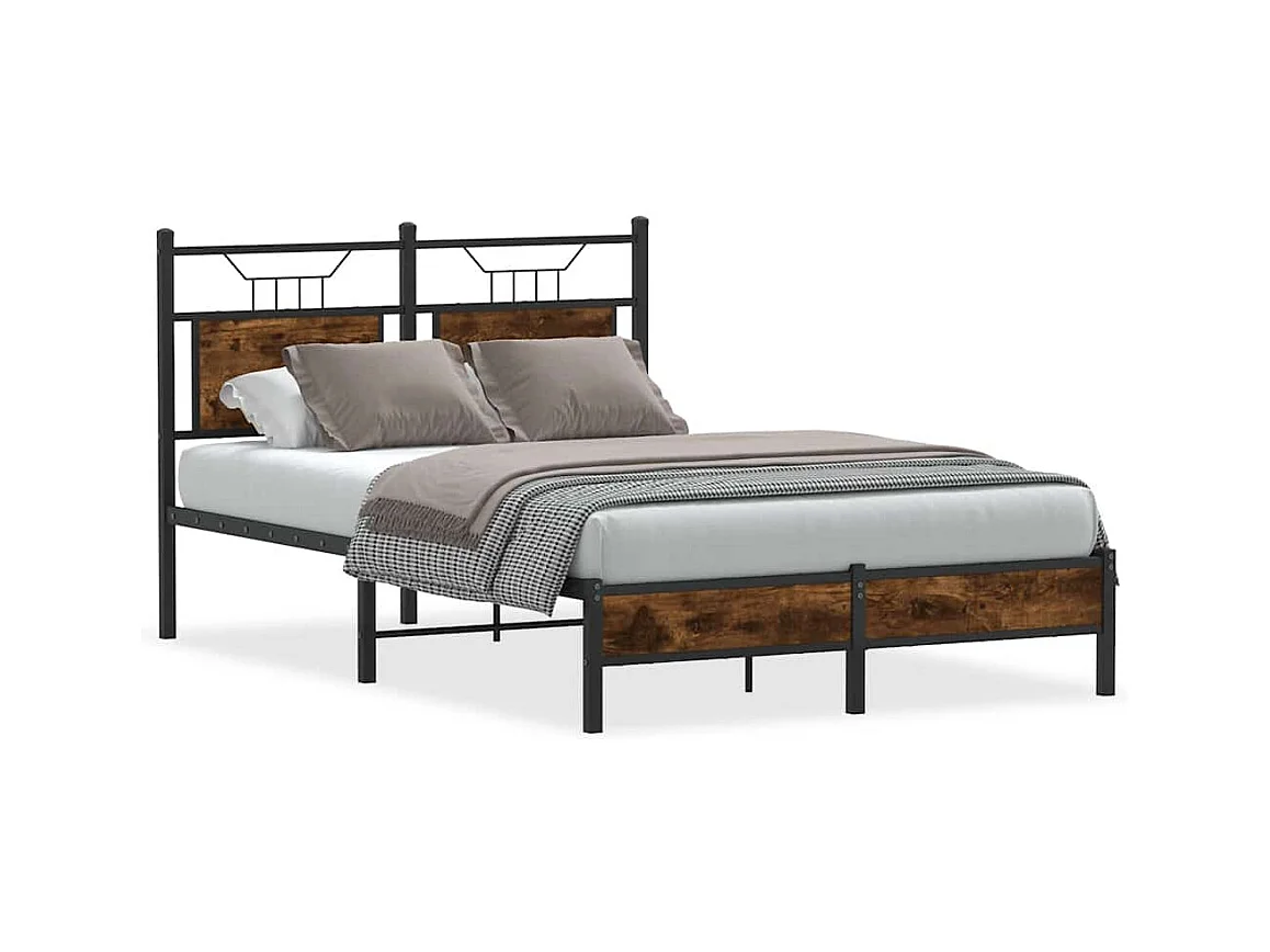 Lit simple | Lit adulte, enfant | Cadre de lit chêne fumé 120x190 cm bois ingénierie