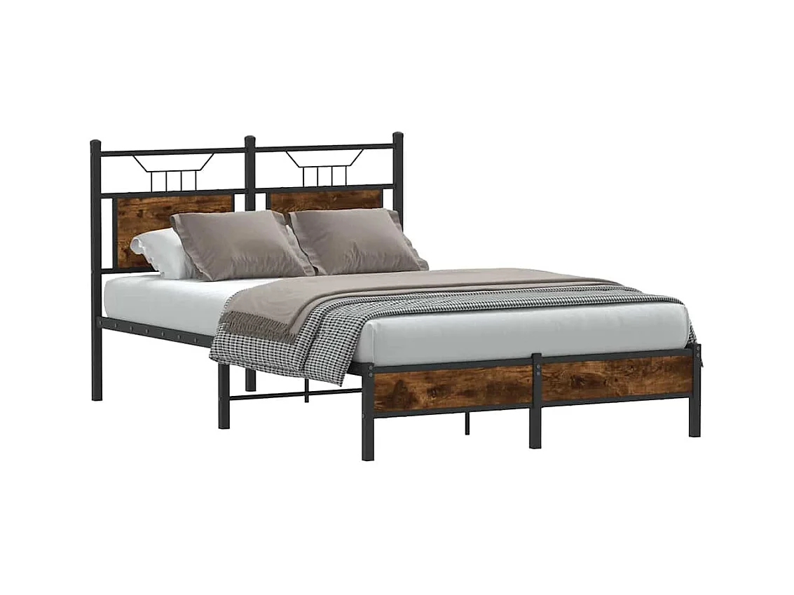 Lit simple | Lit adulte, enfant | Cadre de lit chêne fumé 120x190 cm bois ingénierie