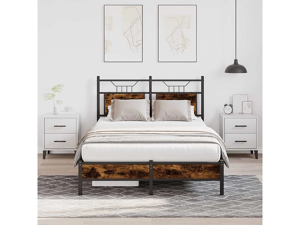 Letto per adulti | Letto singolo | Giroletto senza Materasso Rovere Fumo 120x190 cm in Truciolato