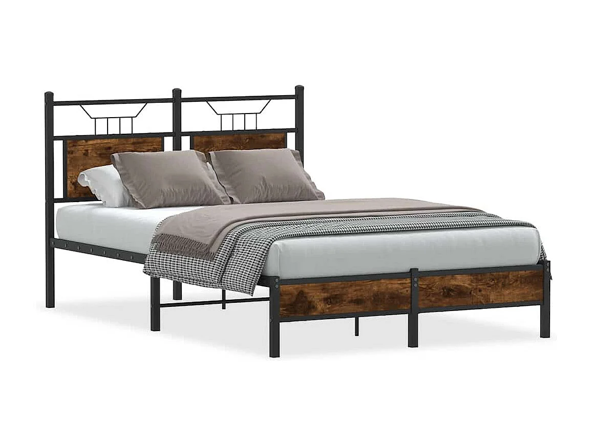 Letto per adulti | Letto singolo | Giroletto senza Materasso Rovere Fumo 120x190 cm in Truciolato