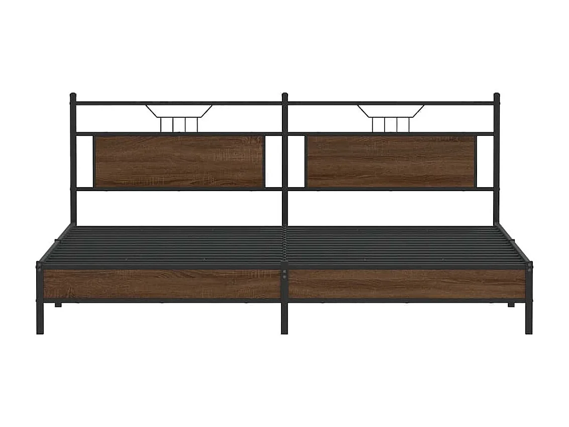 Lit double | Lit adulte | Cadre de lit en métal chêne marron 200x200 cm