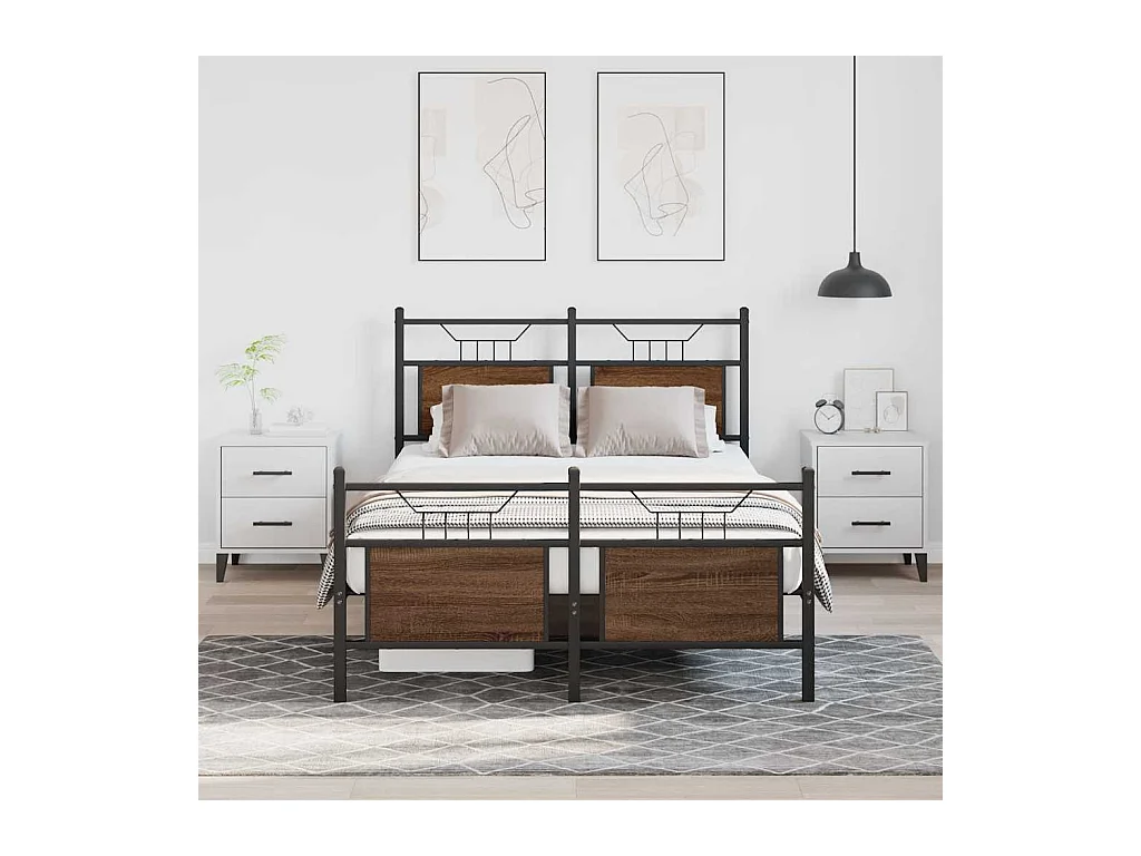 Lit simple | Lit adulte, enfant | Cadre de lit chêne marron 120x190 cm