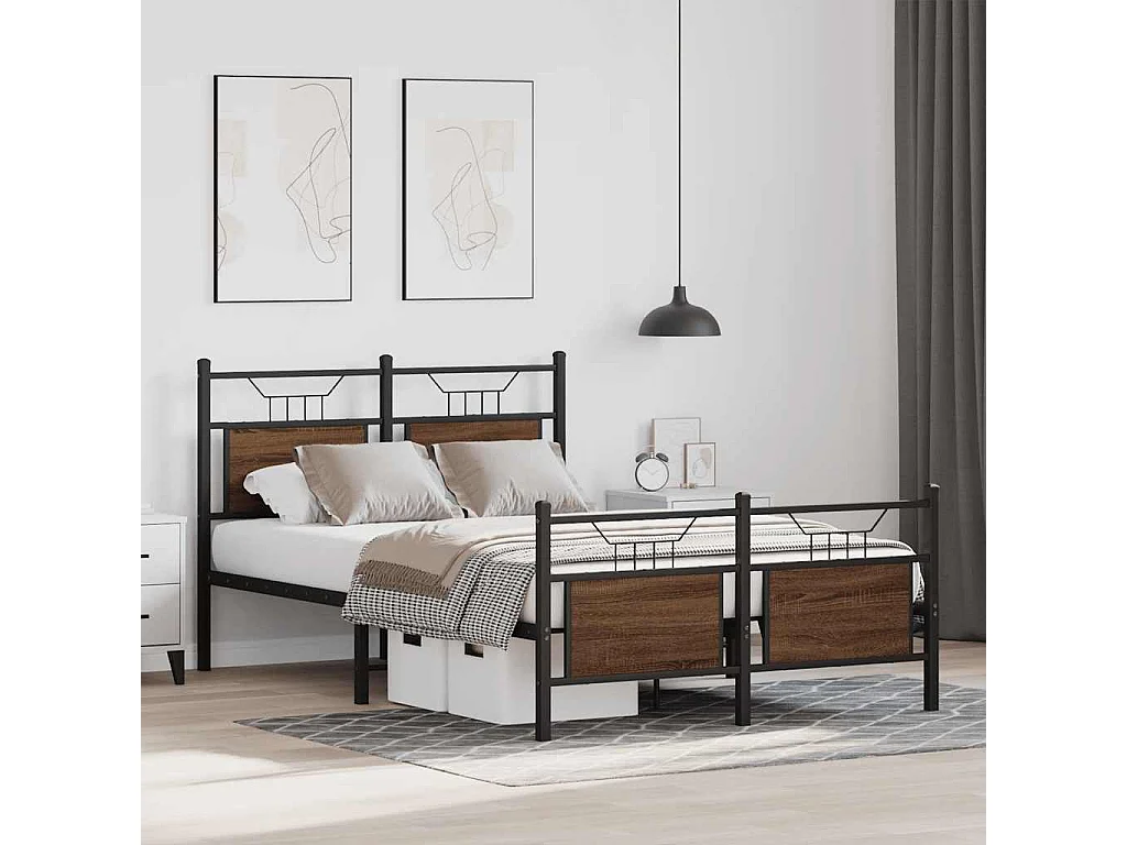 Letto per adulti | Letto singolo | Giroletto senza Materasso Rovere Marrone 120x190 cm Truciolato