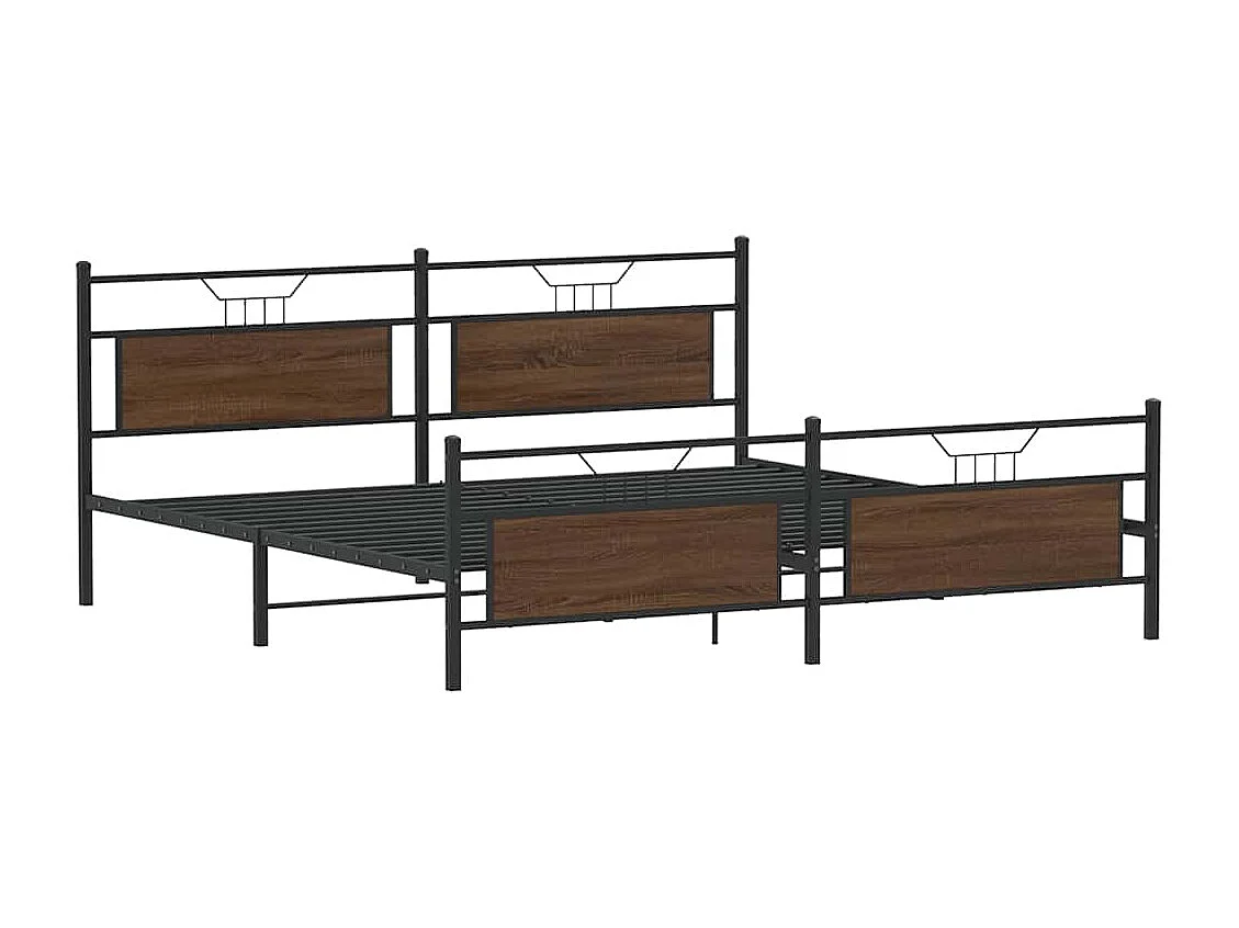 Lit double | Lit adulte | Cadre de lit en métal chêne marron 193x203 cm