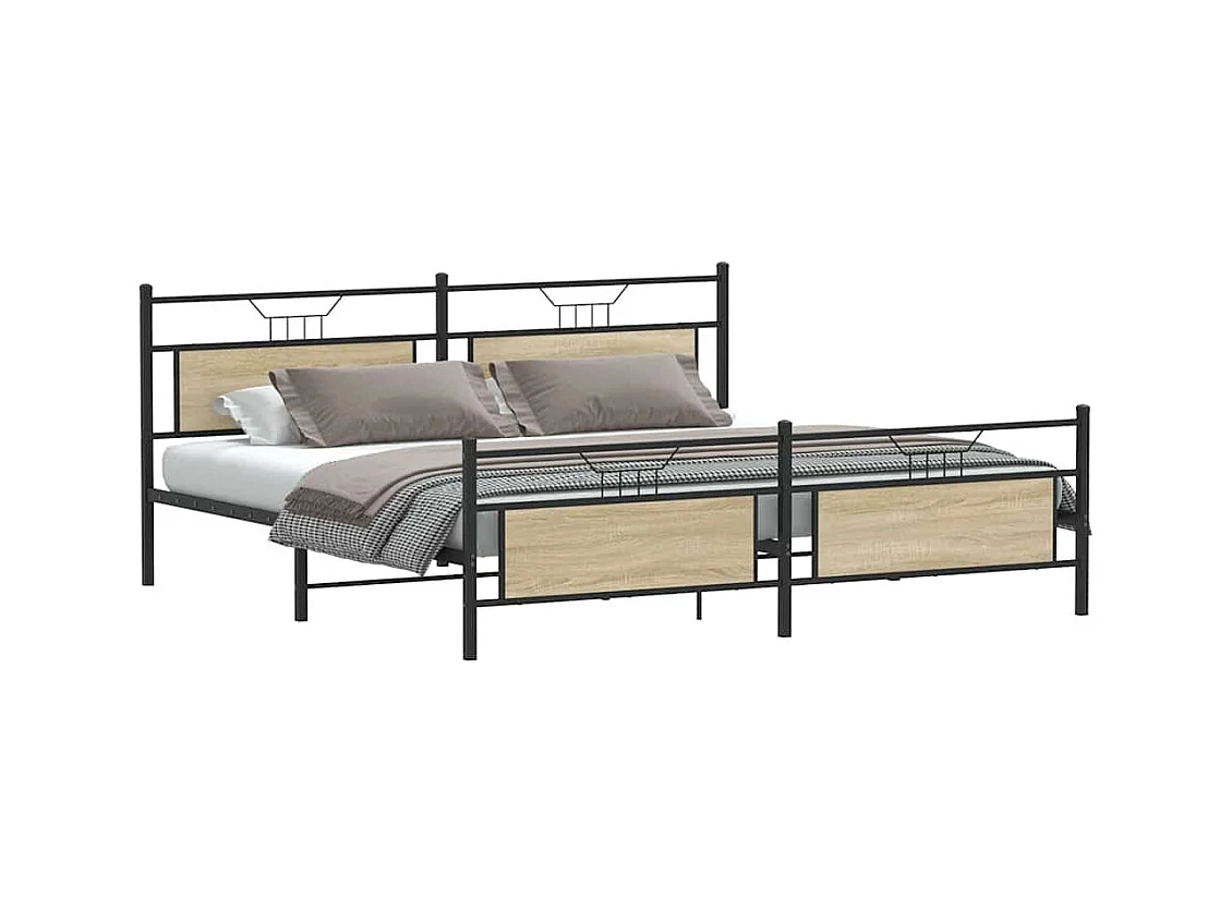 Lit double | Lit adulte | Cadre de lit en métal chêne sonoma 200x200 cm