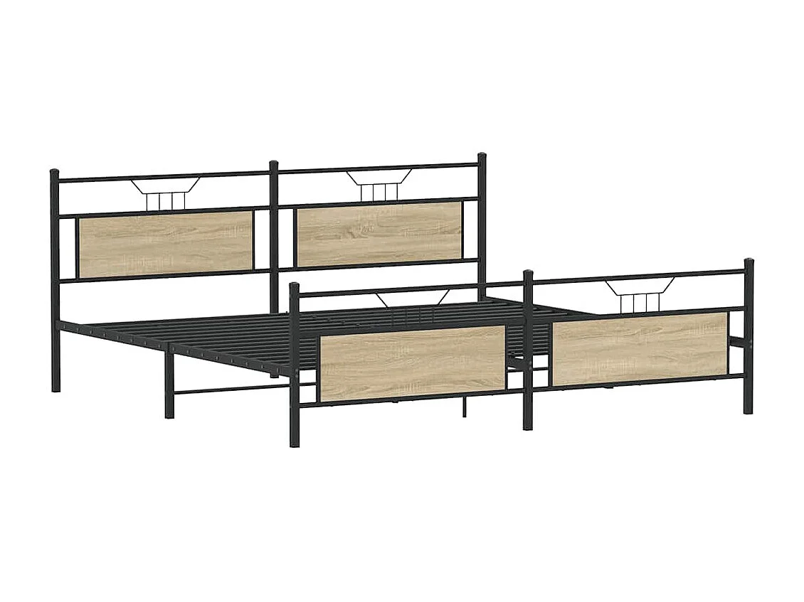 Lit double | Lit adulte | Cadre de lit en métal chêne sonoma 200x200 cm