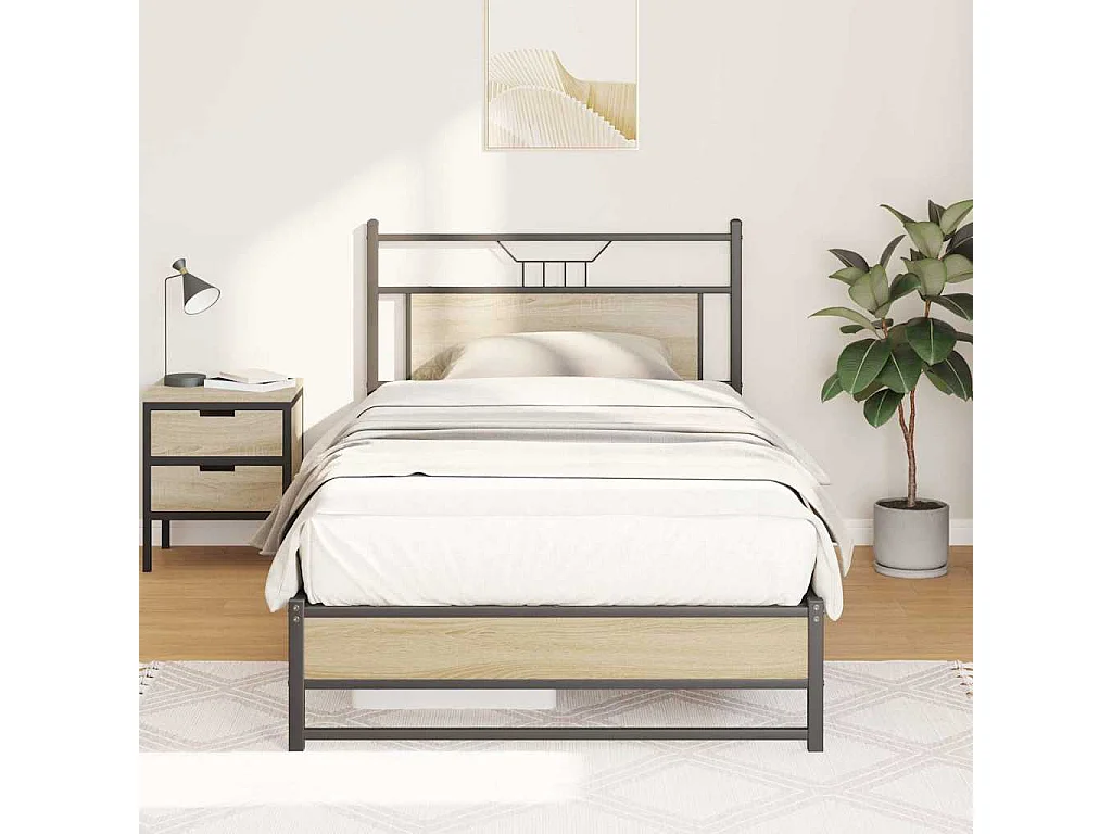 Lit simple | Lit adulte, enfant | Cadre de lit chêne sonoma 100x200 cm