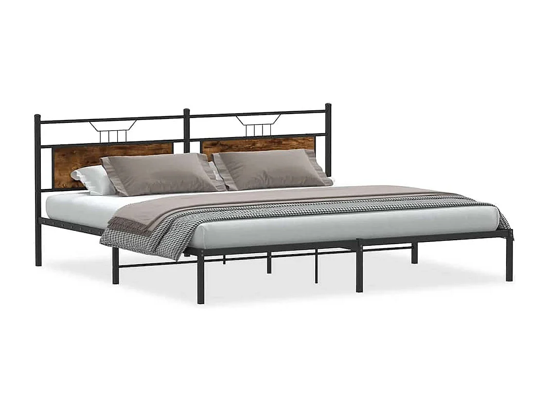 Lit double | Lit adulte | Cadre de lit chêne fumé 193x203 cm bois ingénierie