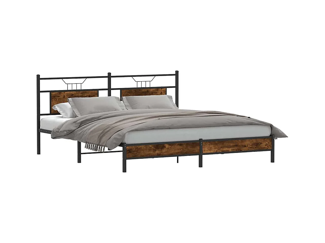 Lit double | Lit adulte | Cadre de lit chêne fumé 183x213 cm bois ingénierie