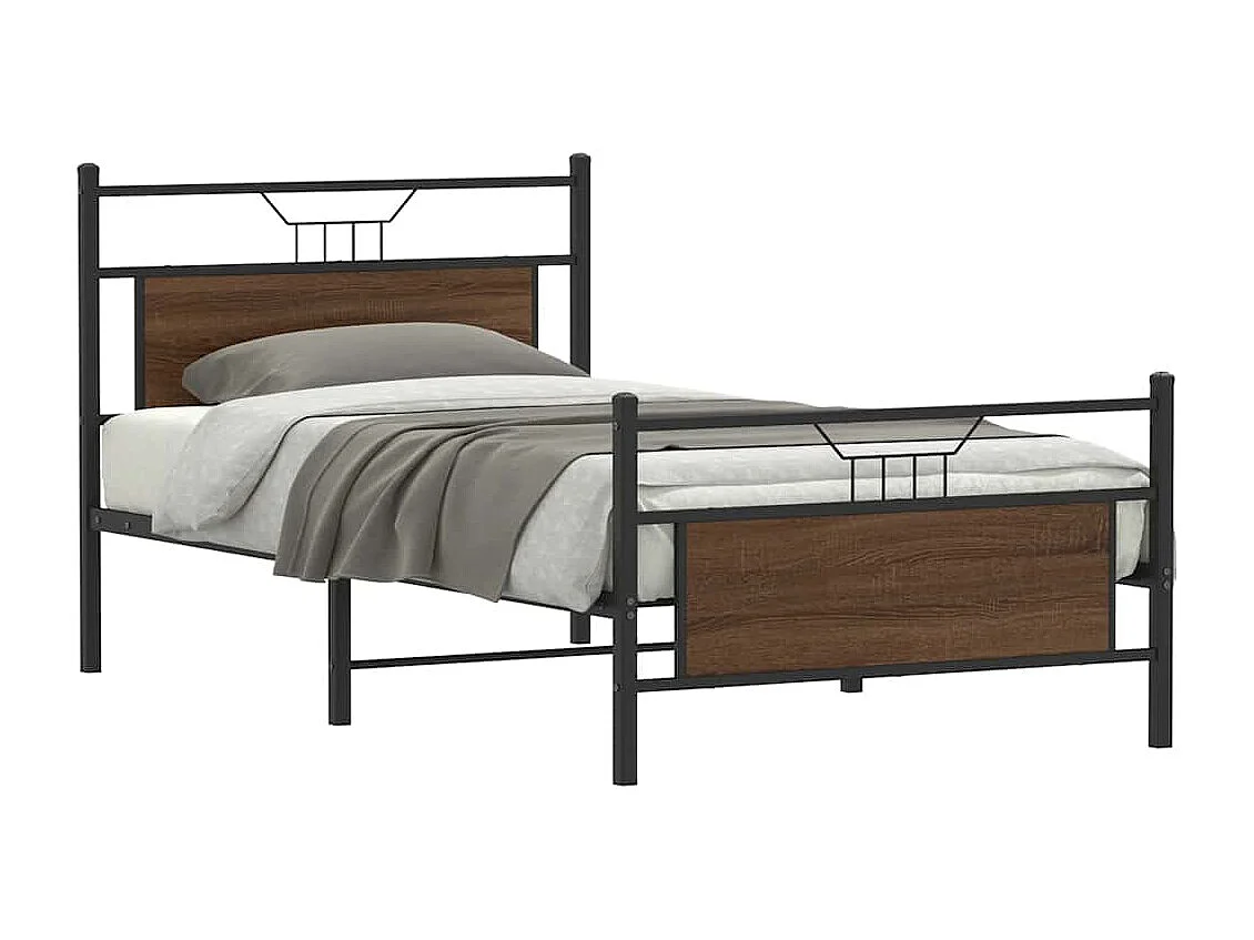 Letto per adulti | Letto singolo | Giroletto senza Materasso Rovere Marrone 100x200 cm Truciolato