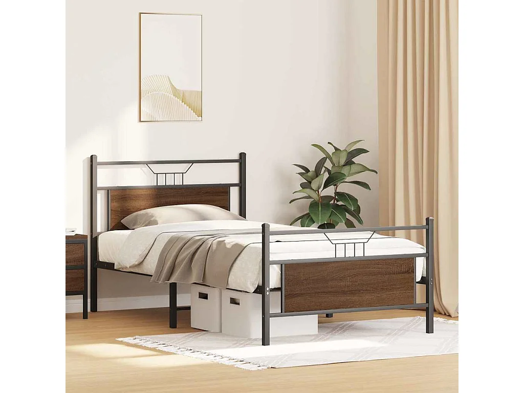 Letto per adulti | Letto singolo | Giroletto senza Materasso Rovere Marrone 100x200 cm Truciolato