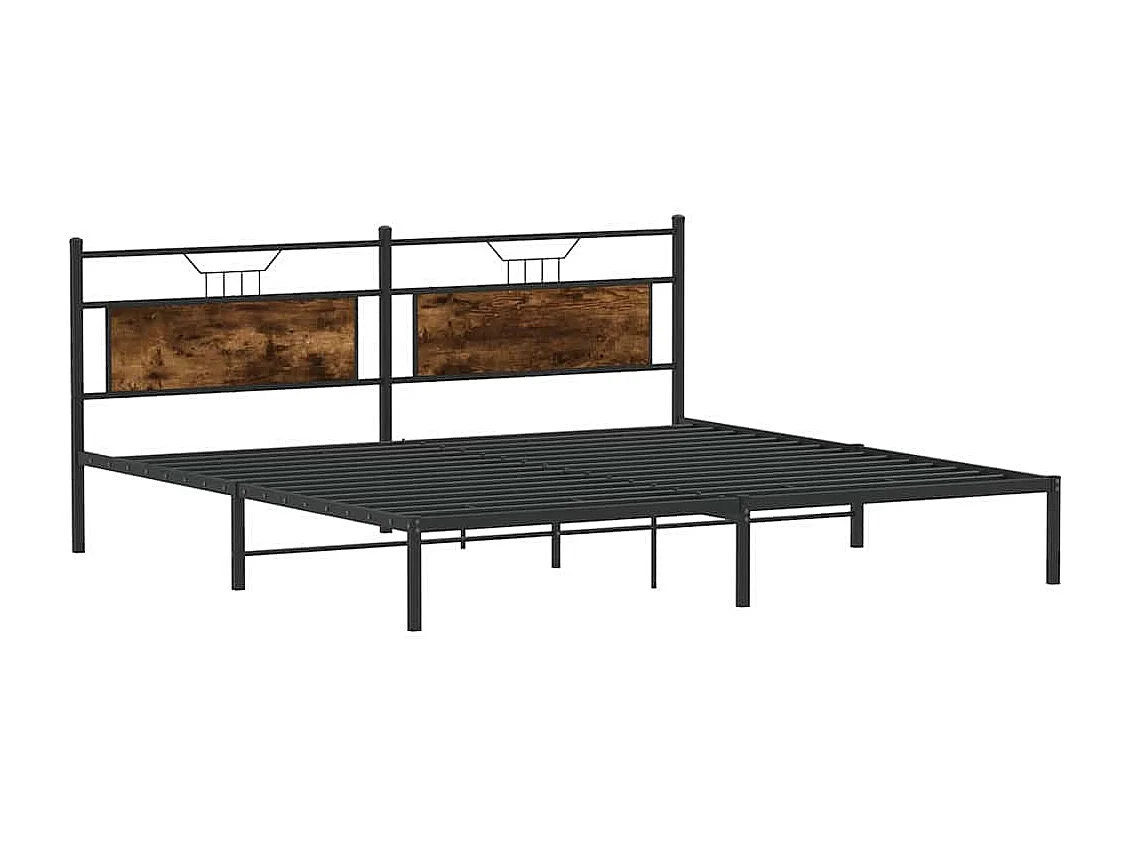 Lit double | Lit adulte | Cadre de lit chêne fumé 200x200 cm bois ingénierie