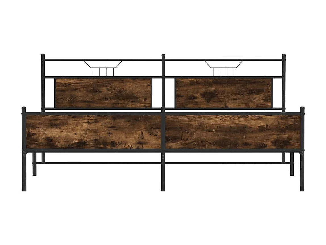 Bedframe | Tweepersoonsbed zonder matras metaal gerookt eikenkleurig 193x201 cm