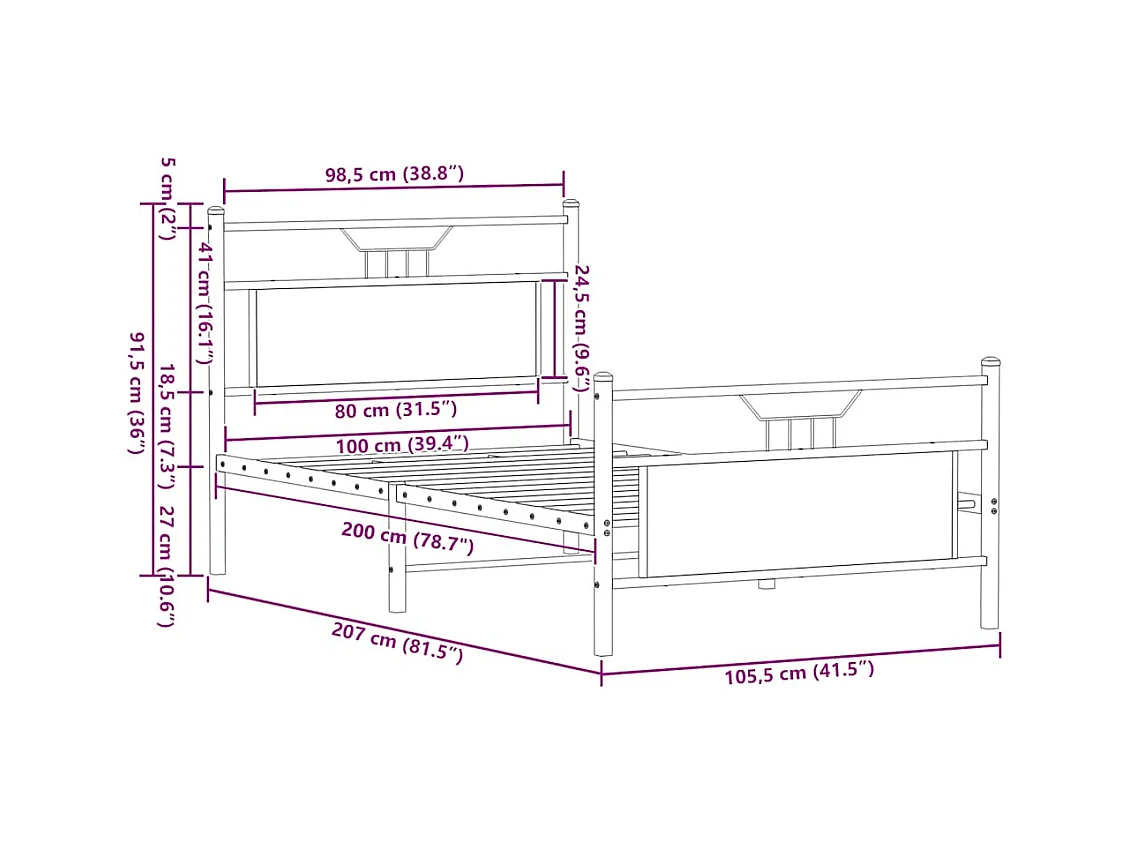 Lit double | Lit adulte | Cadre de lit chêne sonoma 140x200 cm