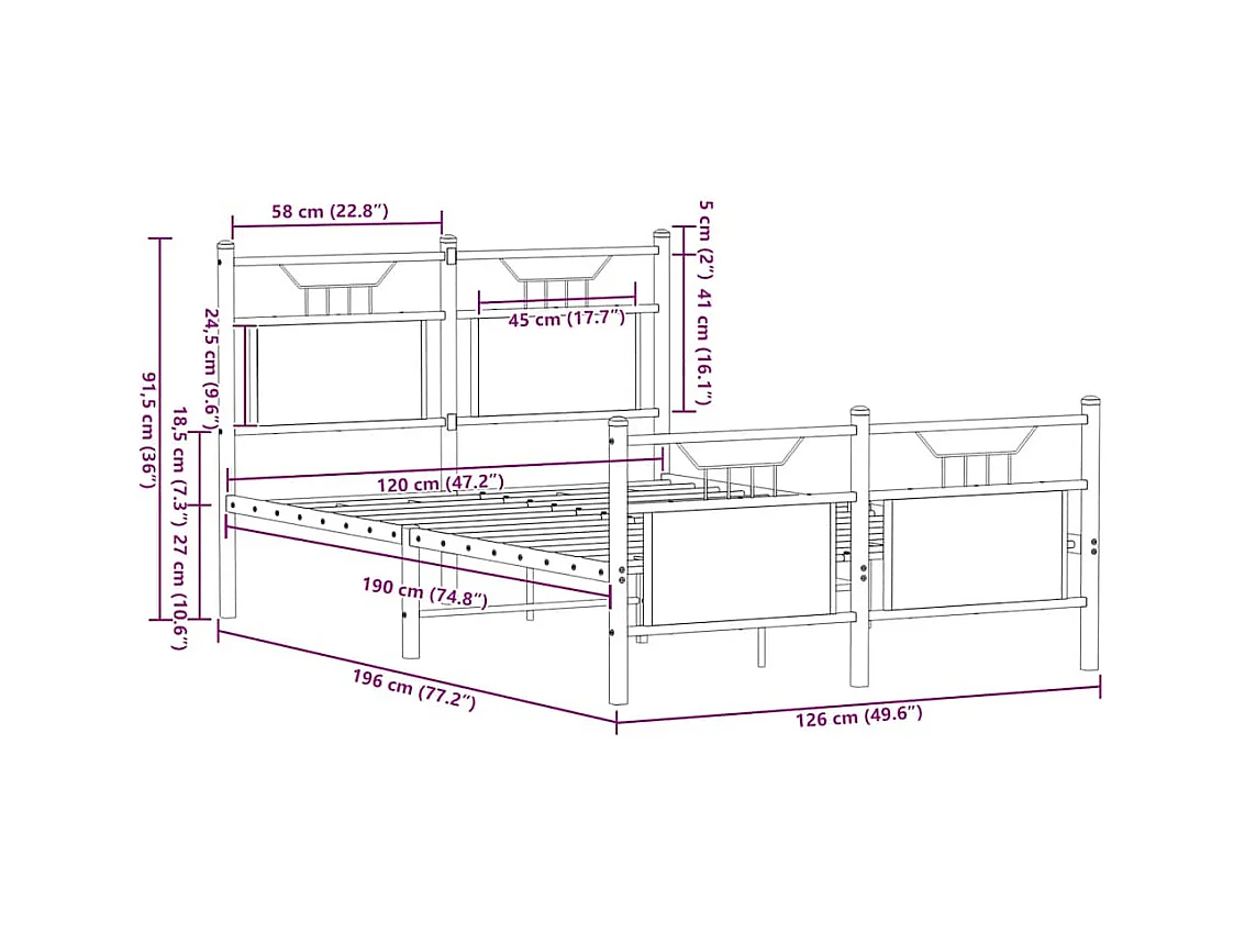 Lit simple | Lit adulte, enfant | Cadre de lit chêne sonoma 120x190 cm