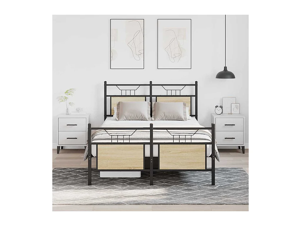 Lit simple | Lit adulte, enfant | Cadre de lit chêne sonoma 120x190 cm