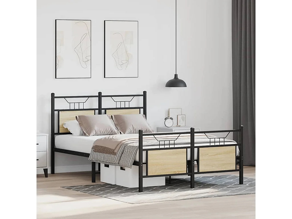 Letto per adulti | Letto singolo | Giroletto senza Materasso Rovere Sonoma 120x190cm in Truciolato