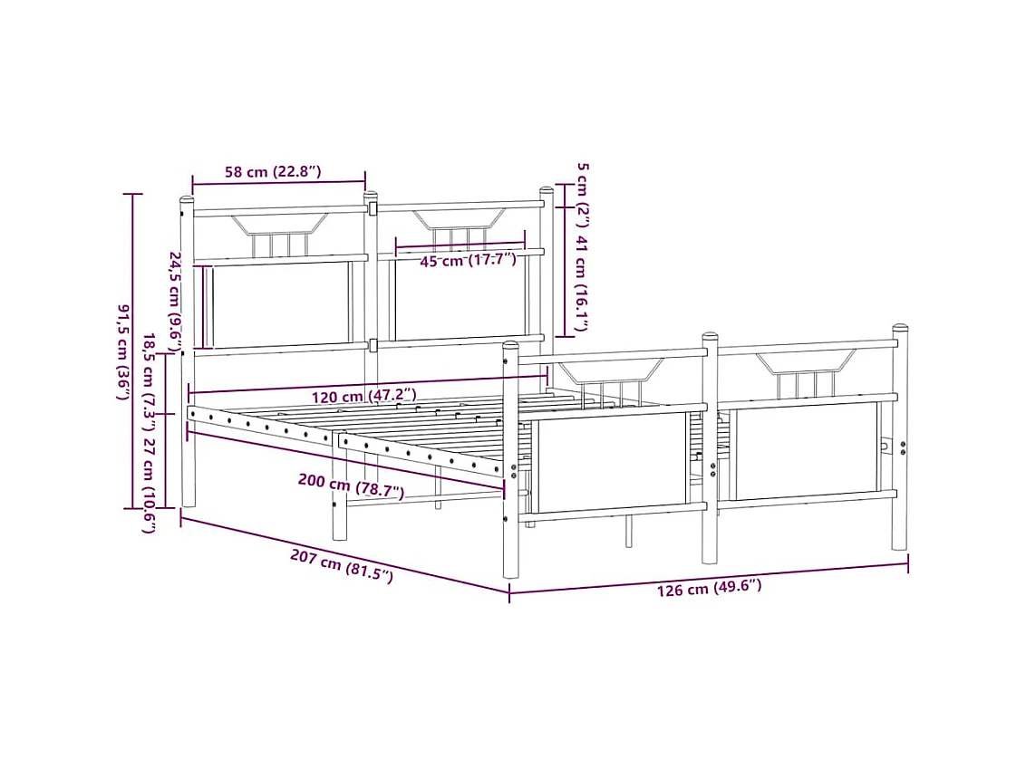 Lit simple | Lit adulte, enfant | Cadre de lit chêne sonoma 120x200 cm