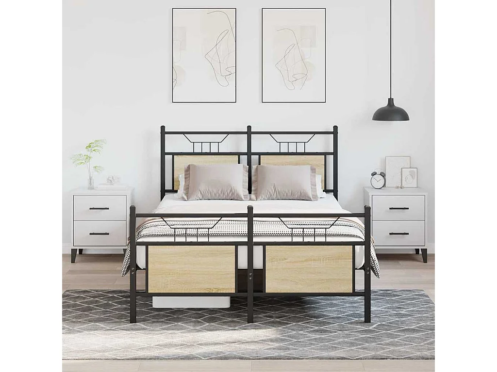 Letto per adulti | Letto singolo | Giroletto senza Materasso Rovere Sonoma 120x200cm in Truciolato