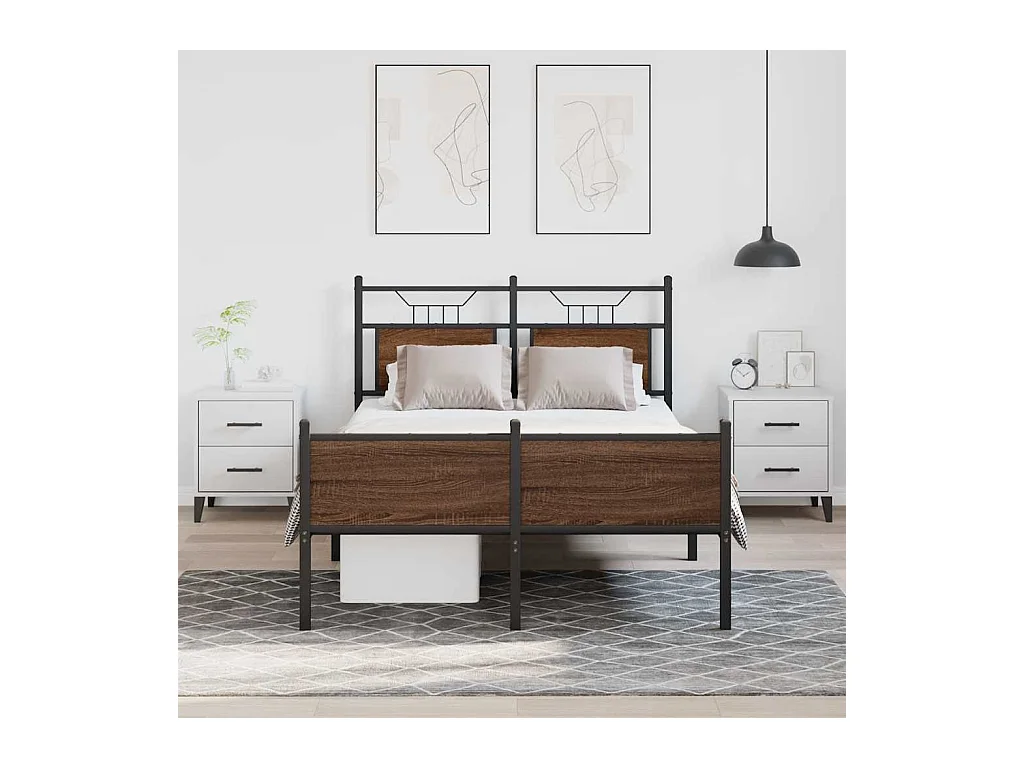 Lit simple | Lit adulte, enfant | Cadre de lit chêne marron 120x190 cm