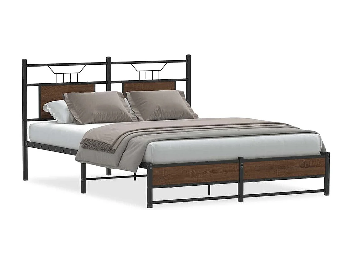 Letto per adulti | Letto matrimoniale | Giroletto senza Materasso Rovere Marrone 150x200 cm Truciolato