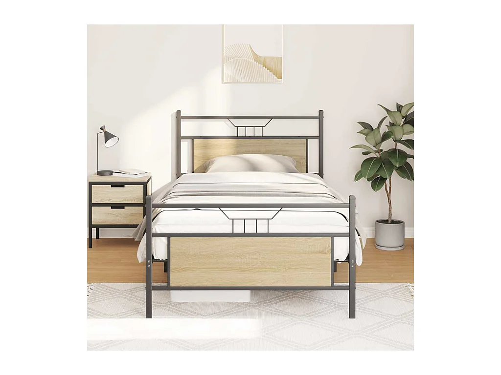 Lit simple | Lit adulte, enfant | Cadre de lit chêne sonoma 107x203 cm