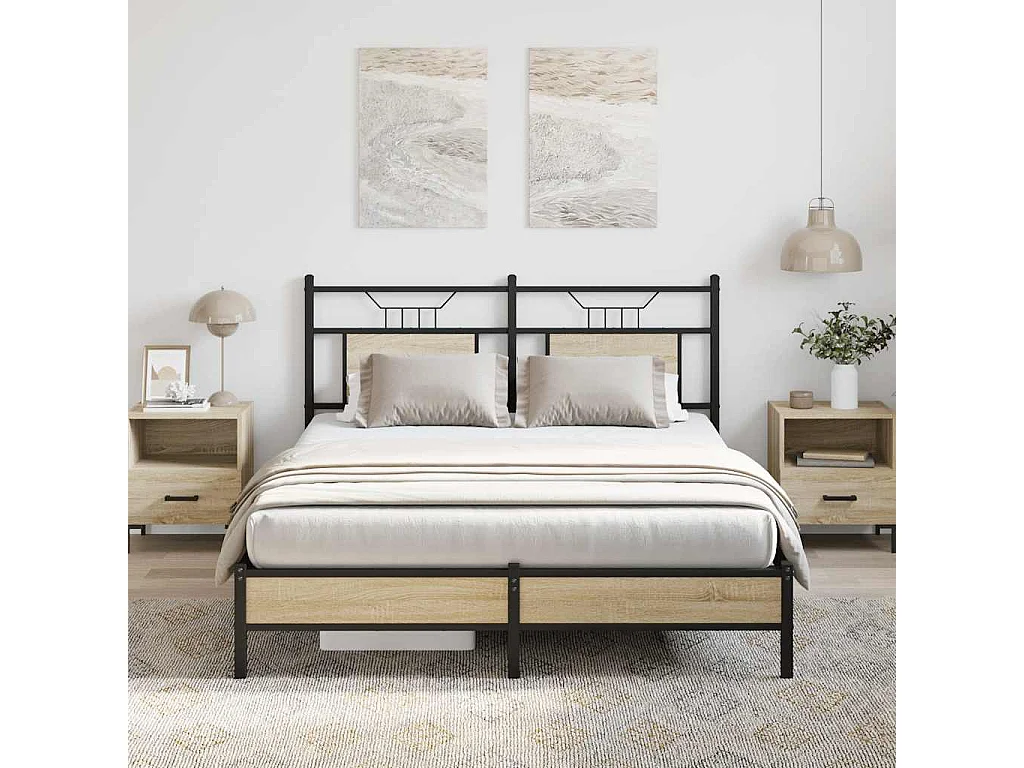 Lit double | Lit adulte | Cadre de lit chêne sonoma 137x190 cm