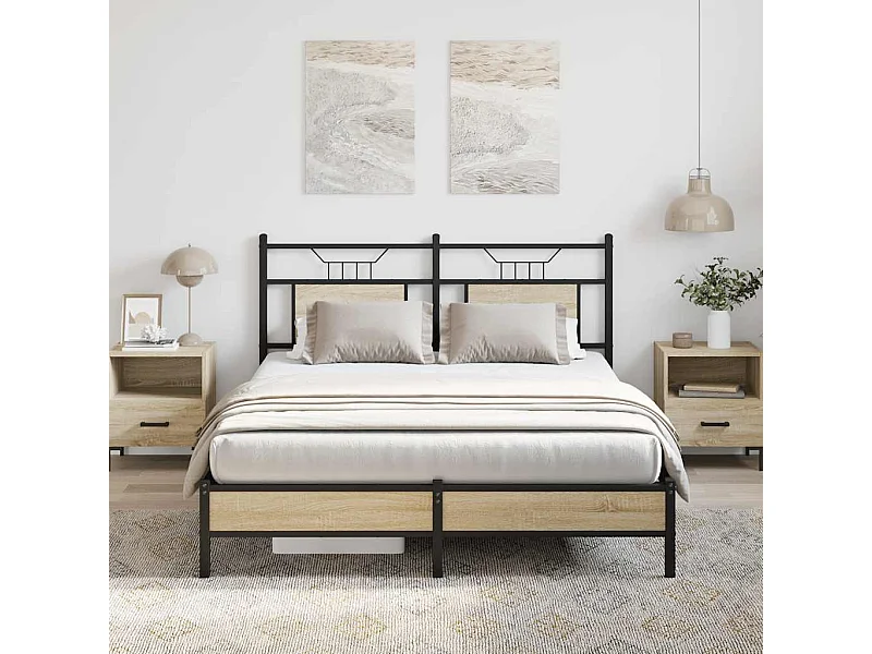 Letto per adulti | Letto matrimoniale | Giroletto senza Materasso Rovere Sonoma 137x190cm in Truciolato