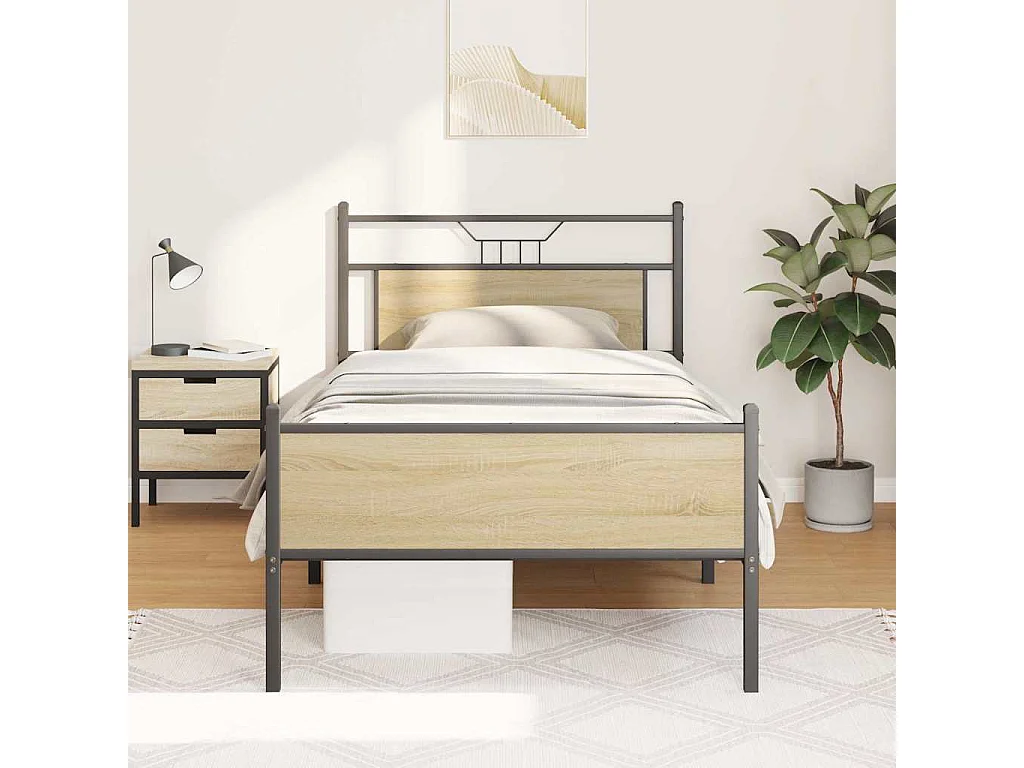 Lit simple | Lit adulte, enfant | Cadre de lit chêne sonoma 100x190 cm