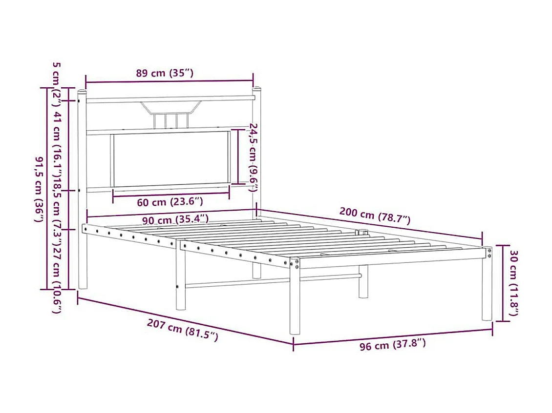 Lit simple | Lit adulte, enfant | Cadre de lit chêne marron 90x200cm bois ingénierie