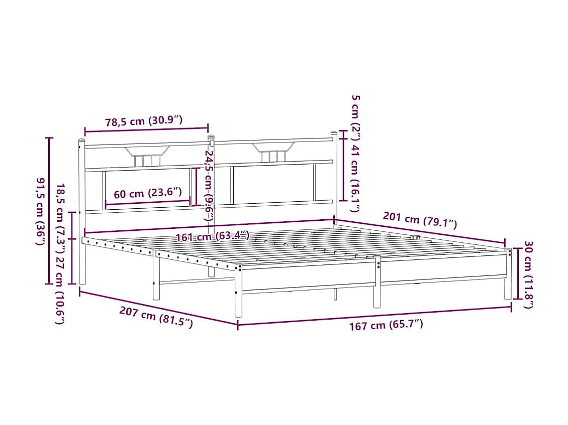 Lit double | Lit adulte | Cadre de lit chêne sonoma 160x200 cm