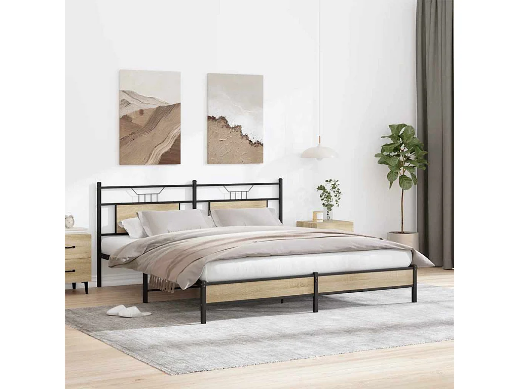 Lit double | Lit adulte | Cadre de lit chêne sonoma 160x200 cm