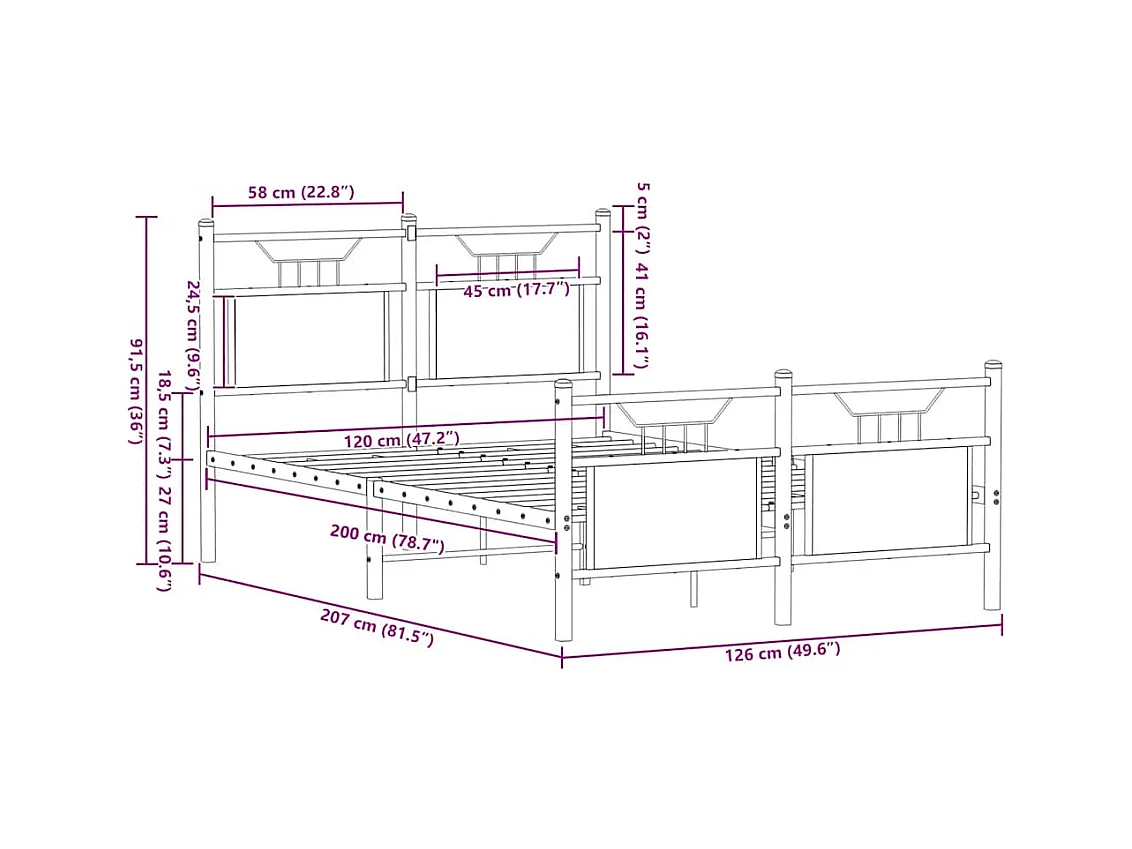 Lit simple | Lit adulte, enfant | Cadre de lit chêne fumé 120x200 cm bois ingénierie
