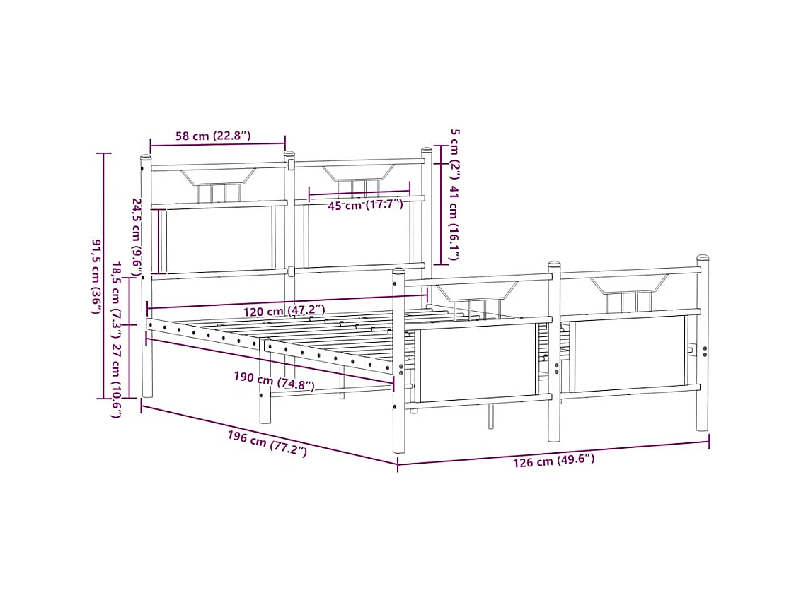 Lit simple | Lit adulte, enfant | Cadre de lit chêne fumé 120x190 cm bois ingénierie