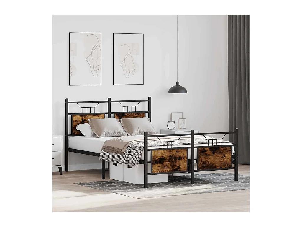 Lit simple | Lit adulte, enfant | Cadre de lit chêne fumé 120x190 cm bois ingénierie