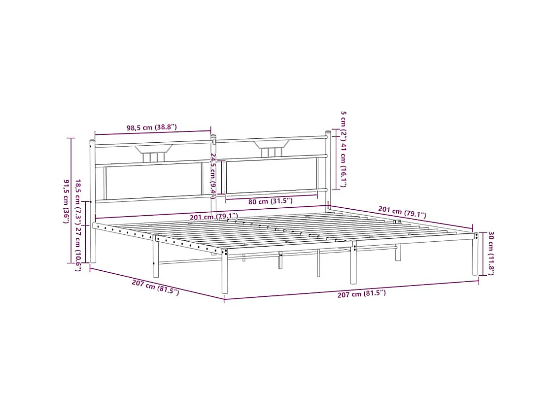 Lit double | Lit adulte | Cadre de lit chêne sonoma 200x200 cm