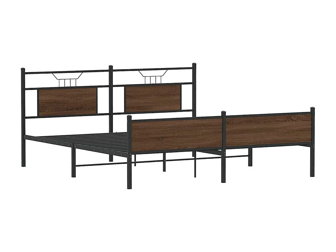 Letto per adulti | Letto matrimoniale | Giroletto senza Materaso in Metallo Rovere Marrone 160x200 cm