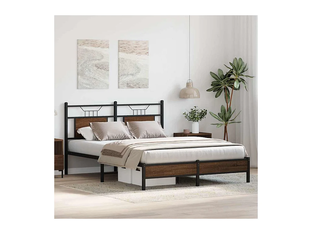 Lit double | Lit adulte | Cadre de lit chêne marron 140x200 cm