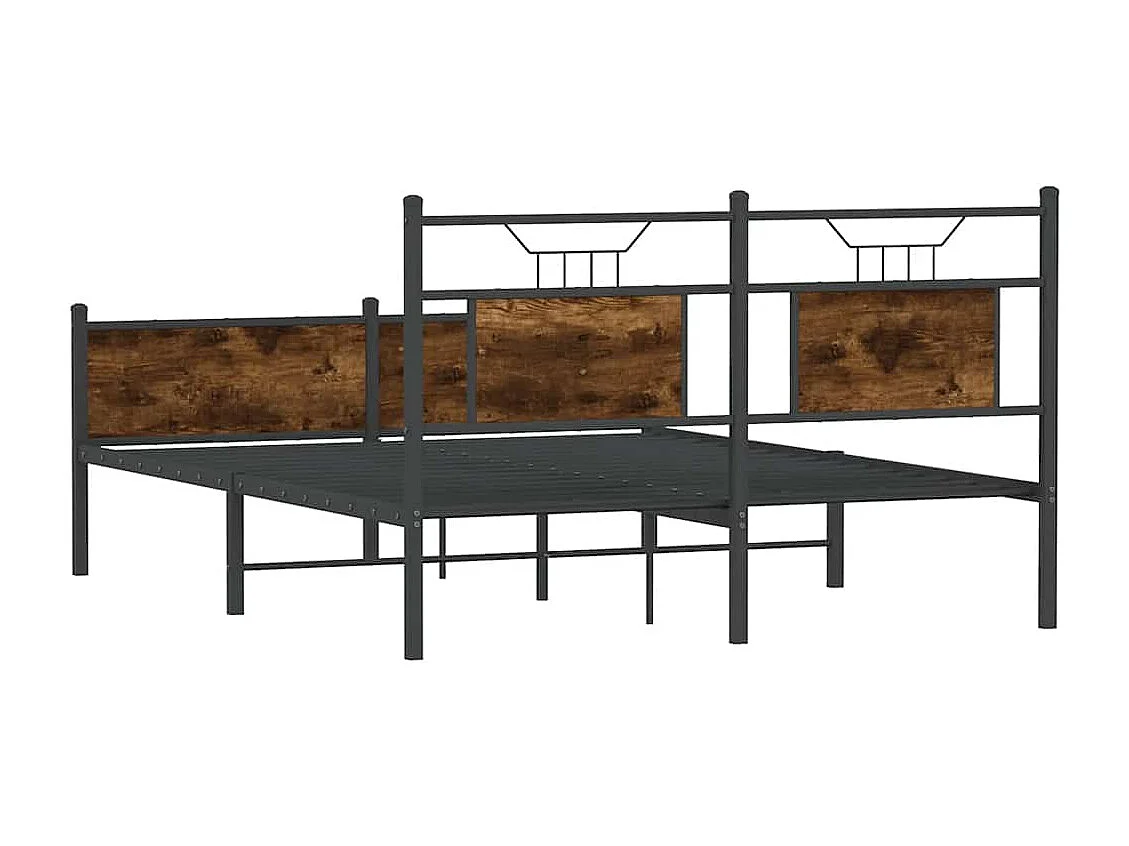 Lit double | Lit adulte | Cadre de lit chêne fumé 137x190 cm bois ingénierie