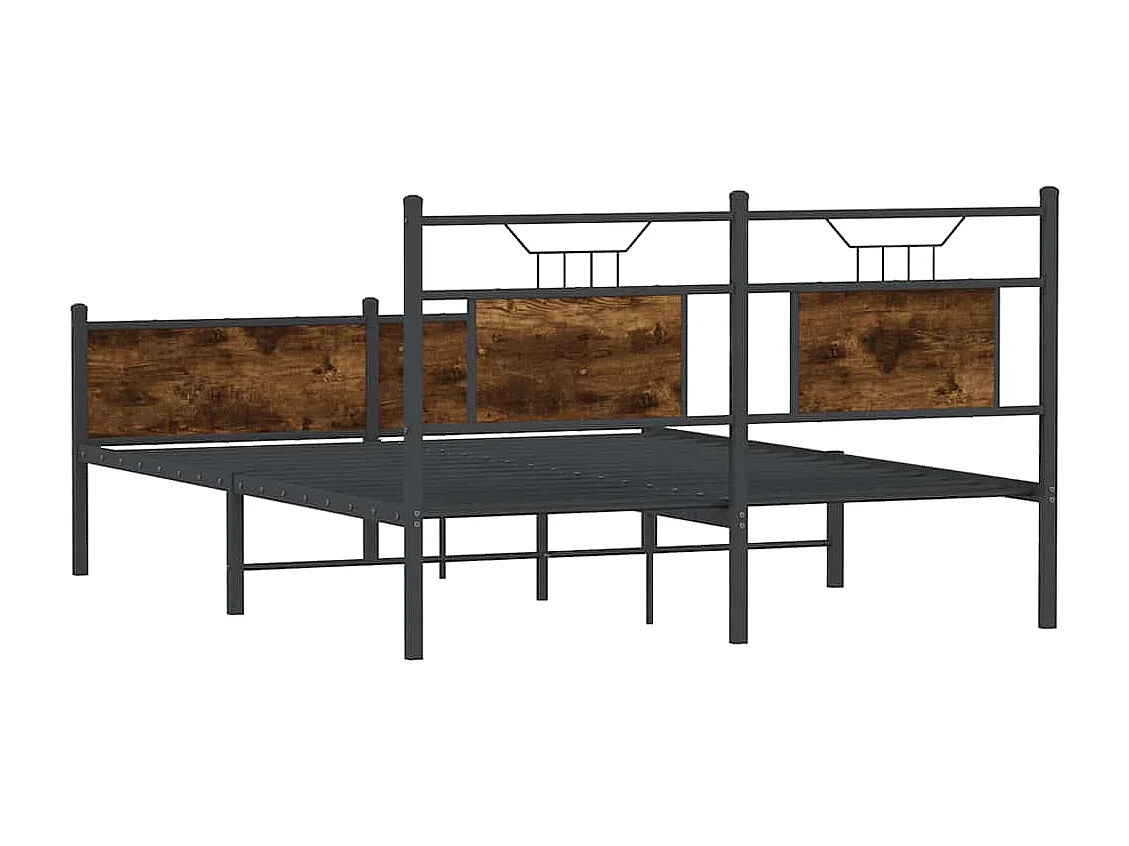 Lit double | Lit adulte | Cadre de lit chêne fumé 140x200 cm bois ingénierie