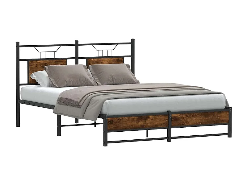 Lit double | Lit adulte | Cadre de lit chêne fumé 150x200 cm bois ingénierie