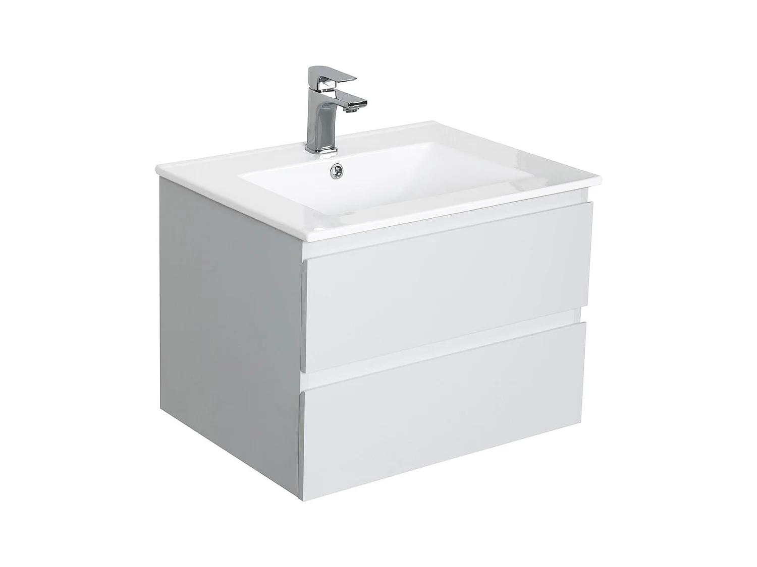 Einzelwaschtisch-Set 60 cm mit Keramikplatte und Chromhahn SORRENTO