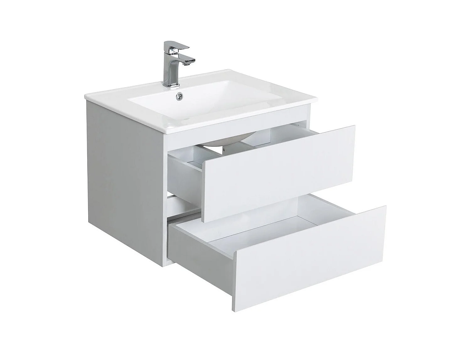 Ensemble simple vasque 60cm avec plan céramique et robinet noir