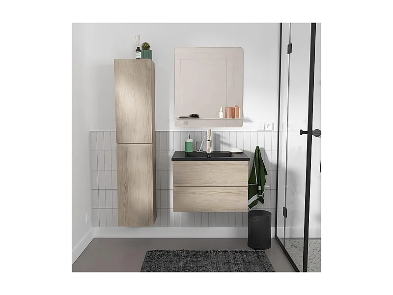 Enkele spoelbakset 60 cm + kraan + spiegel + SORRENTO kolom